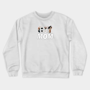 Cat mom - black and white cat oil painting word art Crewneck Sweatshirt